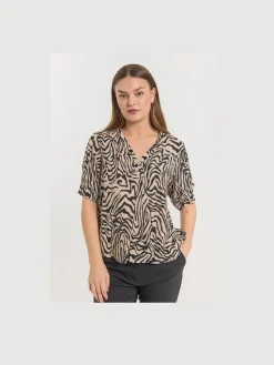 Freequent naisten pusero, LARIN BLOUSE Ruskea Kuosillinen