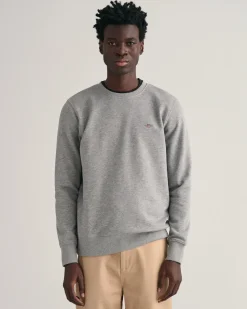 Gant Miesten Collagepaita, REG SHIELD C-NECK Keskiharmaa