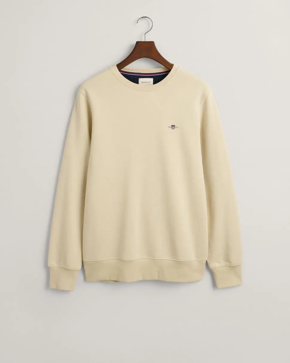 Gant Miesten Collagepaita, REG SHIELD C-NECK Vaalea Beige