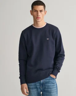 Gant Miesten Collagepaita, REG SHIELD C-NECK Tummansininen