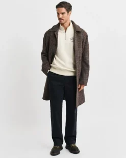 Gant Miesten Collegepusero Graphic Half Zip, Luonnonvalkoinen