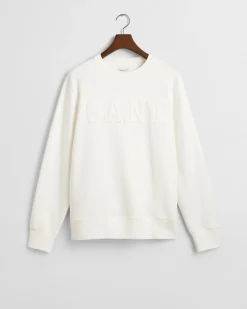 Gant Miesten Collegepusero, EMBOSSED C-NECK SWEAT Valkoinen
