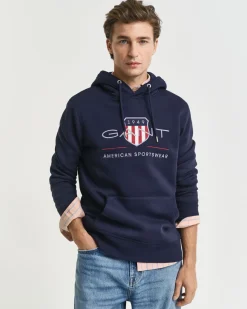 Gant miesten collegepusero, REG ARCHIVE SHIELD HOODIE TUMMANSININEN