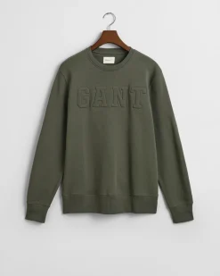 Gant Miesten Collegepusero, EMBOSSED C-NECK SWEAT Armeijanvihreä