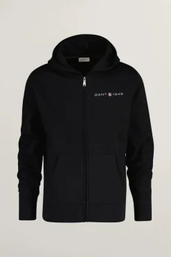 Gant Miesten Huppari, K PRINTED GRAPHIC FULL ZIP HOODIE Musta