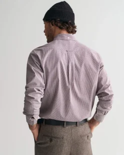 Gant miesten kauluspaita, POPLIN MICRO GINGHAM Viininpunainen Ruutu