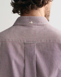 Gant miesten kauluspaita, POPLIN MICRO GINGHAM Viininpunainen Ruutu
