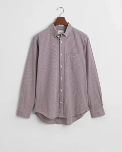 Gant miesten kauluspaita, POPLIN MICRO GINGHAM Viininpunainen Ruutu