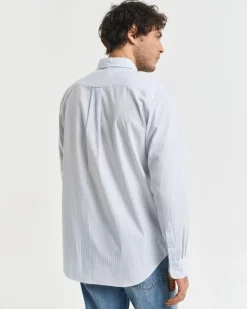 Gant miesten kauluspaita, REG CLASSIC POPLIN STRIPE Raidallinen Sininen