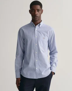 Gant Miesten Kauluspaita, REG POPLIN BANKER Raidallinen Sininen