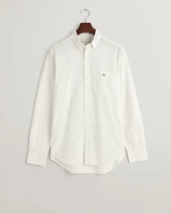 Gant miesten kauluspaita, REGULAR MICRO PRINT LS Valkopohjainen Kuosi