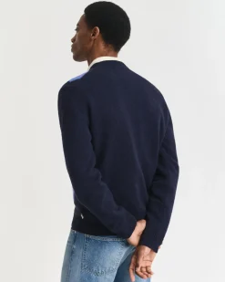 Gant miesten neule, ARGYLE C-NECK Sininen Kuosi