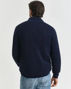 Gant miesten neule, COTTON PIQUE HALF ZIP Tummansininen