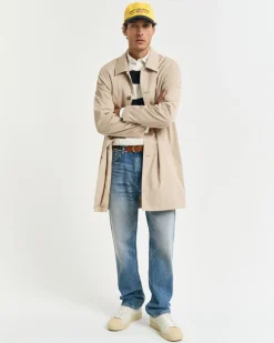 Gant miesten neule, STRIPED COTTON CABLE C-NECK Raidallinen Sininen