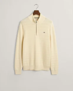 Gant miesten neule, STRIPE TEXTURED ZIP Valkoinen