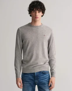 Gant Miesten Neulepaita, SUPERFINE LAMBSWOOL C-NECK Keskiharmaa