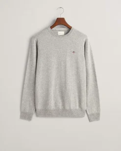 Gant Miesten Neulepaita, SUPERFINE LAMBSWOOL C-NECK Keskiharmaa