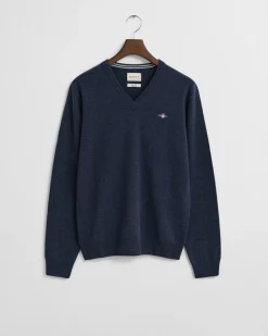 Gant miesten neulepsuero, K SUPERFINE LAMBSWOOL C-NECK SININEN, INDIGO