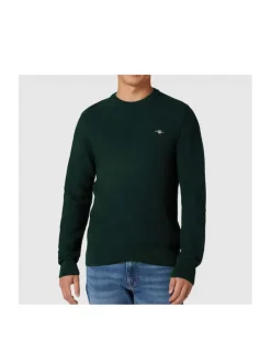 Gant miesten neulepusero, MICRO COTTON TEXTURE C-NECK Vihreä