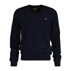 Gant miesten neulepusero K CTN/WO V-NECK, tummansininen