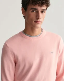 Gant Miesten Neulepusero, CLASSIC COTTON C-NECK Pinkki