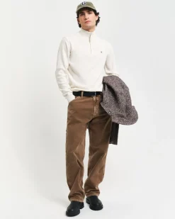 Gant miesten neulepusero, K SUPERFINE LAMBSWOOL HALF ZIP LUONNONVALKOINEN