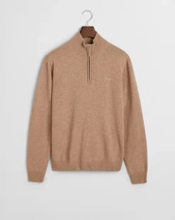 Gant miesten neulepusero, K SUPERFINE LAMBSWOOL HALF ZIP BEIGE