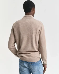 Gant miesten neulepusero, K SUPERFINE LAMBSWOOL HALF ZIP BEIGE