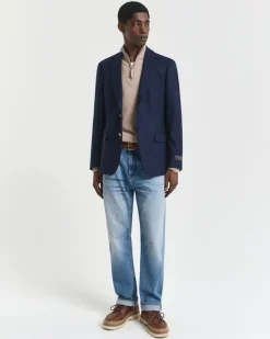 Gant miesten neulepusero, K SUPERFINE LAMBSWOOL HALF ZIP BEIGE