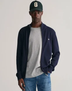 Gant Miesten Neuletakki, K CASUAL COTTON ZIP CARDIGAN Tummansininen