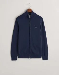 Gant Miesten Neuletakki, K CASUAL COTTON ZIP CARDIGAN Tummansininen