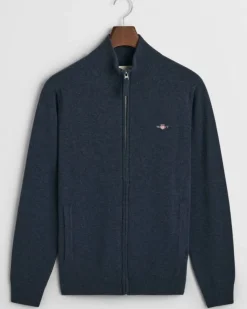 Gant miesten neuletakki, SUPERFINE LAMBSWOOL ZIP CARDIGAN Indigo
