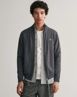 Gant miesten neuletakki, SUPERFINE LAMBSWOOL ZIP CARDIGAN Tummanharmaa