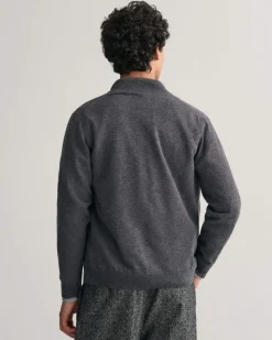 Gant miesten neuletakki, SUPERFINE LAMBSWOOL ZIP CARDIGAN Tummanharmaa