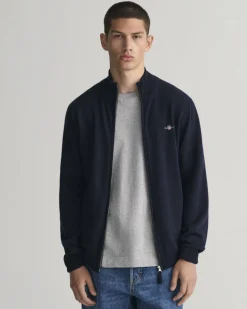 Gant miesten neuletakki, SUPERFINE LAMBSWOOL ZIP CARDIGAN Tummansininen