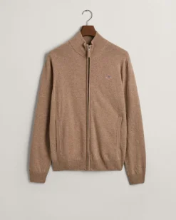 Gant miesten neuletakki, SUPERFINE LAMBSWOOL ZIP CARDIGAN Beige