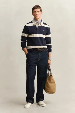 Gant miesten paita Striped Rugger, raidallinen sininen