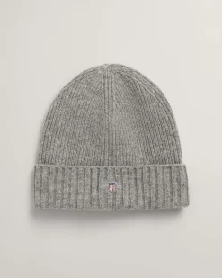 Gant miesten pipo, SHIELD WOOL BEANIE Keskiharmaa