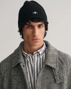 Gant miesten pipo, SHIELD WOOL BEANIE Musta
