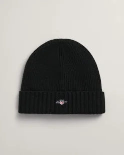 Gant miesten pipo, SHIELD WOOL BEANIE Musta