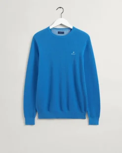 Gant Miesten Puuvillaneule, Cotton Pikee Crew Sininen