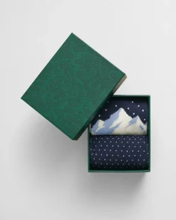 Gant miesten sukat, SKIERS ARTWORK SOCKS 2-PACK Tummansininen