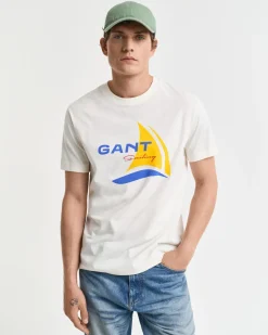 Gant miesten t-paita, GRAPHIC SS T-SHIRT Valkoinen