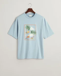 Gant miesten t-paita, HAVAJI PRINT GRAPCHIC SS Vaaleansininen