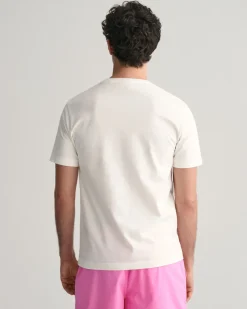 Gant miesten t-paita, PRINT SS T-SHIRT Valkoinen