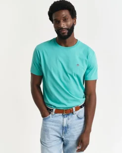 Gant miesten t-paita, REG SHIELD SS T-SHIRT Turkoosinsininen