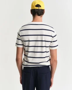 Gant miesten t-paita, STRIPED T-SHIRT Raidallinen Valkoinen