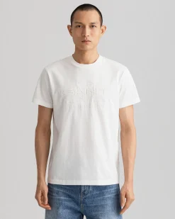 Gant Miesten T-paita, TONAL ARCHIVE SHIELD T-SHIRT Luonnonvalkoinen