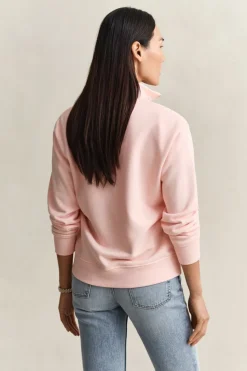 Gant naisten collegepaita Shield Half-zip, vaaleanpunainen