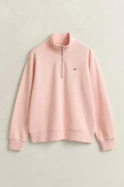 Gant naisten collegepaita Shield Half-zip, vaaleanpunainen